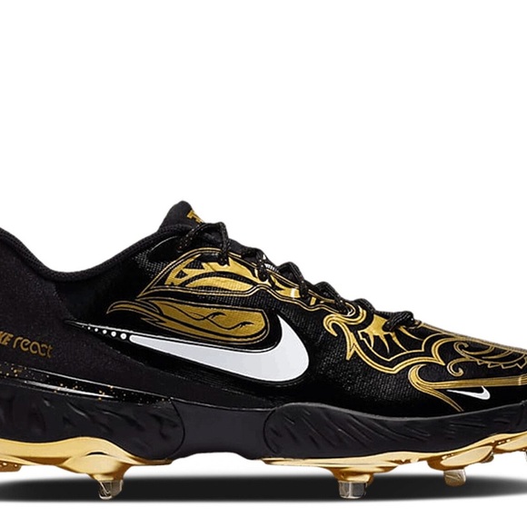 NEW Nike Alpha Huarache Elite 3 sz 8.5 Womens Baseball Cleats Black Gold - Picture 2 of 11